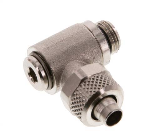8x6 & G1/8'' Nickel plated Brass Elbow Push-on Fitting with Male Threads Rotatable Inner Hexagon