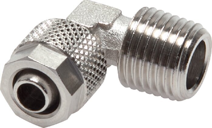 6x4 & R3/8'' Nickel plated Brass Elbow Push-on Fitting with Male Threads [2 Pieces]