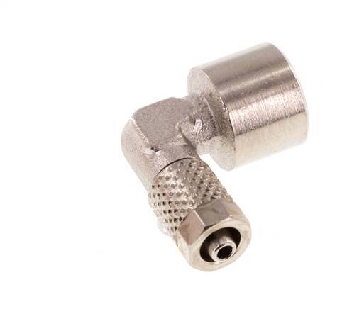 5x3 & G1/8'' Nickel plated Brass Elbow Push-on Fitting with Female Threads [5 Pieces]