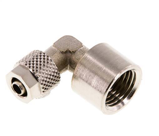 6x4 & G1/4'' Nickel plated Brass Elbow Push-on Fitting with Female Threads [2 Pieces]