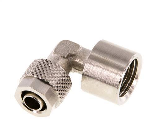 8x6 & G1/4'' Nickel plated Brass Elbow Push-on Fitting with Female Threads [2 Pieces]