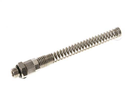 6x4 & G1/8'' Nickel plated Brass Straight Push-on Fitting with Male Threads Bend Protection [2 Pieces]