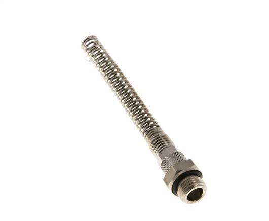 6x4 & G1/4'' Nickel plated Brass Straight Push-on Fitting with Male Threads Bend Protection [2 Pieces]