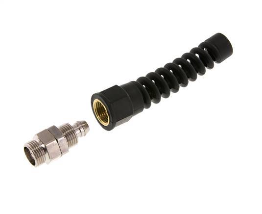 12x8 & G3/8'' Nickel plated Brass Straight Push-on Fitting with Male Threads Rotatable Bend Protection