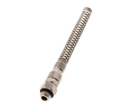 6x4 & G1/8'' Nickel plated Brass Straight Push-on Fitting with Male Threads Rotatable Bend Protection [2 Pieces]