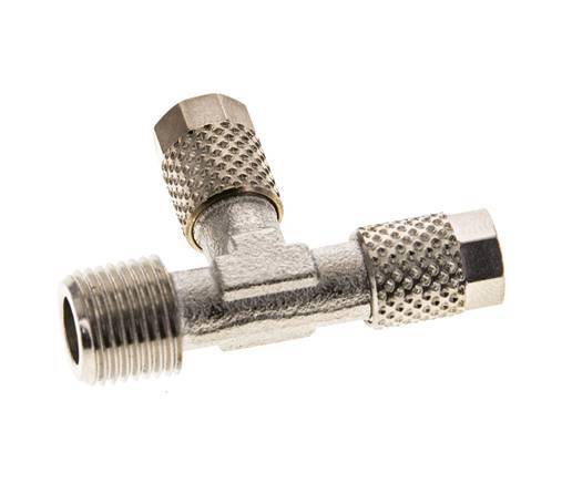 5x3 & R1/8'' Nickel Plated Brass Right Angle Tee Push-on Fitting with Male Threads [2 Pieces]