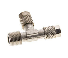 5x3 & R1/8'' Nickel Plated Brass Right Angle Tee Push-on Fitting with Male Threads [2 Pieces]