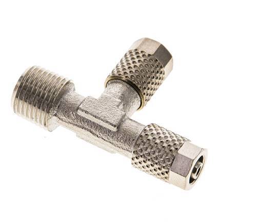5x3 & R1/8'' Nickel Plated Brass Right Angle Tee Push-on Fitting with Male Threads [2 Pieces]