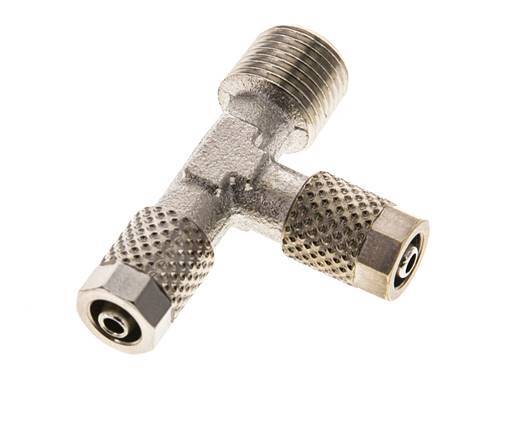 5x3 & R1/8'' Nickel Plated Brass Right Angle Tee Push-on Fitting with Male Threads [2 Pieces]