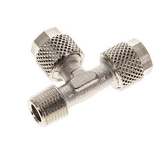 6x4 & R1/8'' Nickel Plated Brass Right Angle Tee Push-on Fitting with Male Threads [2 Pieces]