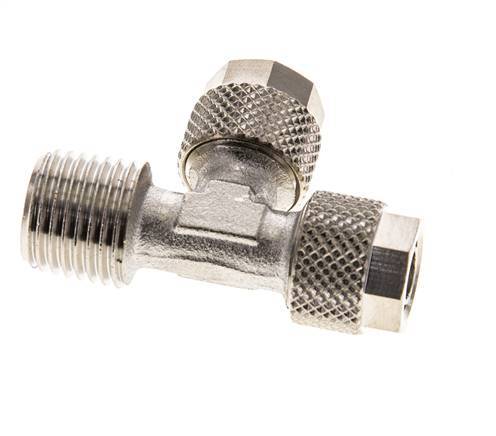 8x6 & R1/4'' Nickel Plated Brass Right Angle Tee Push-on Fitting with Male Threads [2 Pieces]