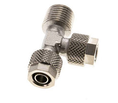 8x6 & R1/4'' Nickel Plated Brass Right Angle Tee Push-on Fitting with Male Threads [2 Pieces]