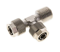 8x6 & R1/4'' Nickel Plated Brass Right Angle Tee Push-on Fitting with Male Threads [2 Pieces]