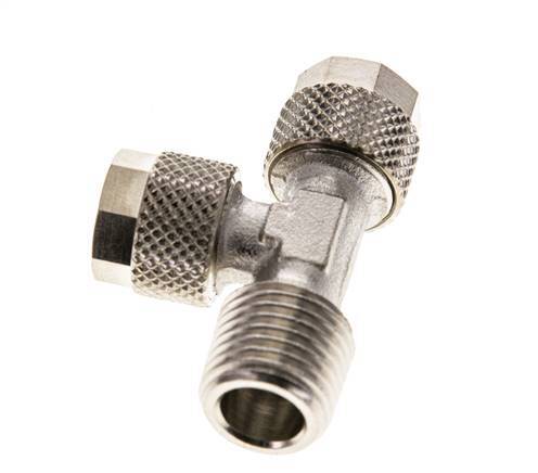 8x6 & R1/4'' Nickel Plated Brass Right Angle Tee Push-on Fitting with Male Threads [2 Pieces]