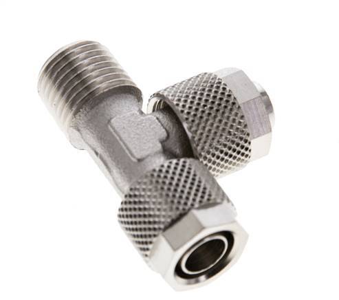 10x8 & R1/4'' Nickel Plated Brass Right Angle Tee Push-on Fitting with Male Threads [2 Pieces]