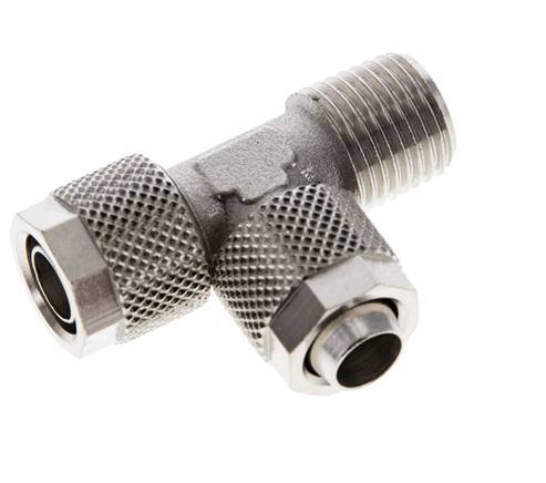 10x8 & R1/4'' Nickel Plated Brass Right Angle Tee Push-on Fitting with Male Threads [2 Pieces]