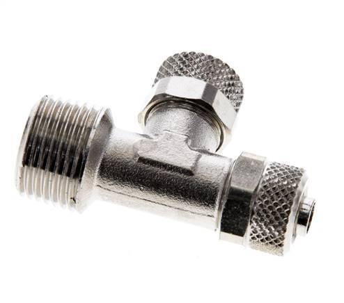 8x6 & R3/8'' Nickel Plated Brass Right Angle Tee Push-on Fitting with Male Threads