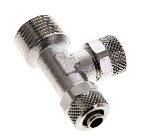 8x6 & R3/8'' Nickel Plated Brass Right Angle Tee Push-on Fitting with Male Threads