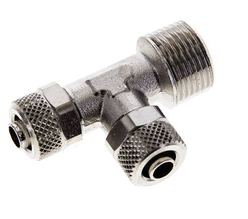 8x6 & R3/8'' Nickel Plated Brass Right Angle Tee Push-on Fitting with Male Threads