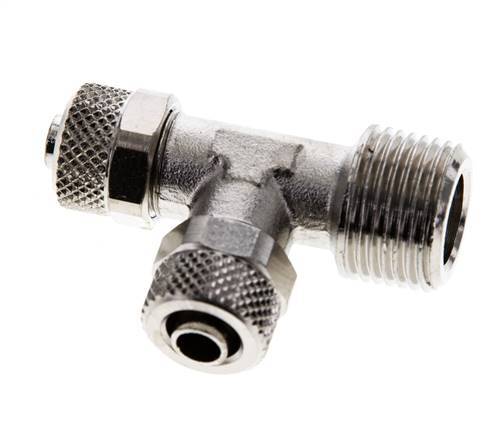 8x6 & R3/8'' Nickel Plated Brass Right Angle Tee Push-on Fitting with Male Threads