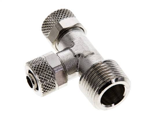 8x6 & R3/8'' Nickel Plated Brass Right Angle Tee Push-on Fitting with Male Threads
