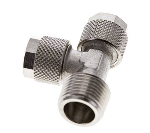 10x8 & R3/8'' Nickel Plated Brass Right Angle Tee Push-on Fitting with Male Threads