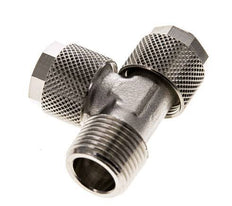 12x10 & R3/8'' Nickel Plated Brass Right Angle Tee Push-on Fitting with Male Threads