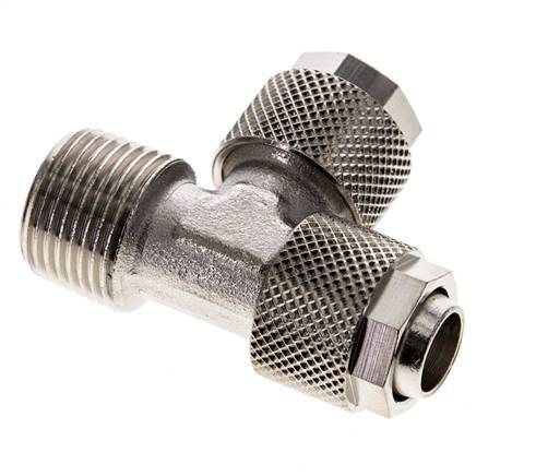 12x10 & R3/8'' Nickel Plated Brass Right Angle Tee Push-on Fitting with Male Threads