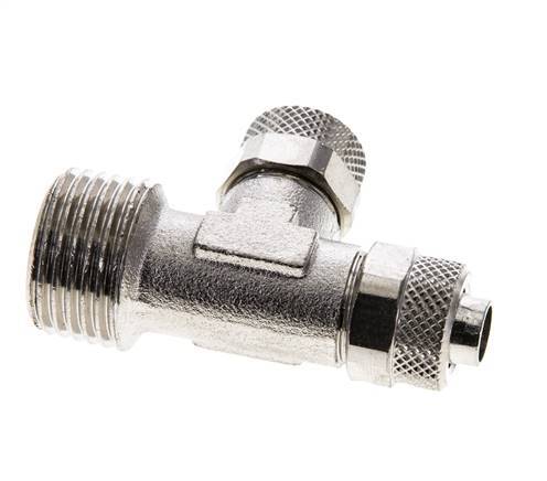 10x8 & R1/2'' Nickel Plated Brass Right Angle Tee Push-on Fitting with Male Threads