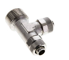 10x8 & R1/2'' Nickel Plated Brass Right Angle Tee Push-on Fitting with Male Threads