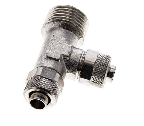 10x8 & R1/2'' Nickel Plated Brass Right Angle Tee Push-on Fitting with Male Threads