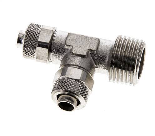 10x8 & R1/2'' Nickel Plated Brass Right Angle Tee Push-on Fitting with Male Threads