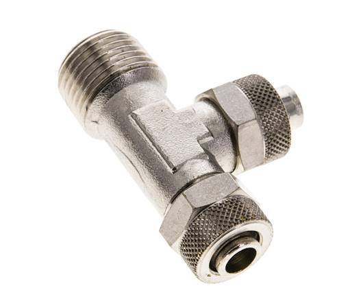 12x10 & R1/2'' Nickel Plated Brass Right Angle Tee Push-on Fitting with Male Threads