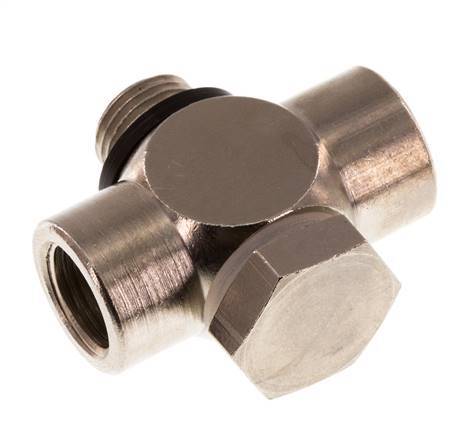 G1/8'' Nickel plated Brass Tee Banjo Fitting with Male and Female Threads with O-ring [10 Pieces]