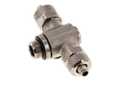 6x4 & G1/8'' Nickel plated Brass Tee Push-on Fitting with Male Threads Rotatable Inner Hexagon