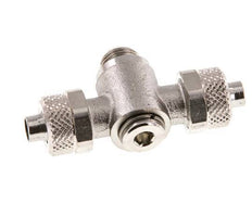 8x6 & G1/8'' Nickel plated Brass Tee Push-on Fitting with Male Threads Rotatable Inner Hexagon