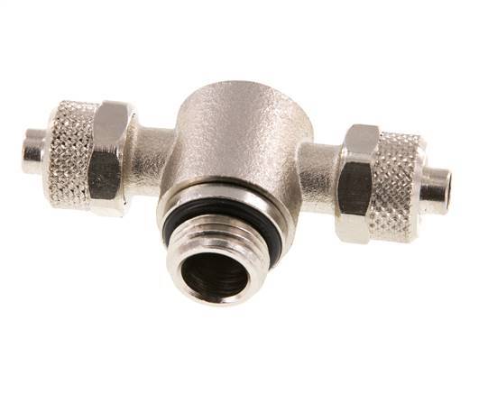 8x6 & G1/4'' Nickel plated Brass Tee Push-on Fitting with Male Threads Rotatable Inner Hexagon
