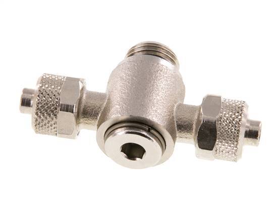 8x6 & G1/4'' Nickel plated Brass Tee Push-on Fitting with Male Threads Rotatable Inner Hexagon