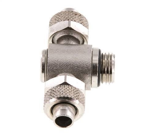 10x8 & G1/4'' Nickel plated Brass Tee Push-on Fitting with Male Threads Rotatable Inner Hexagon