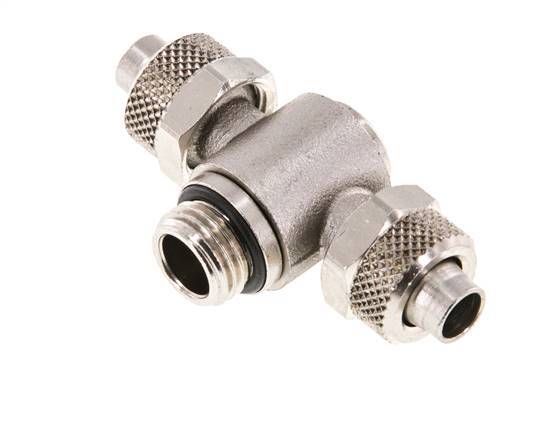 10x8 & G1/4'' Nickel plated Brass Tee Push-on Fitting with Male Threads Rotatable Inner Hexagon