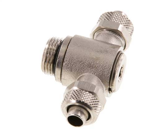10x8 & G3/8'' Nickel plated Brass Tee Push-on Fitting with Male Threads Rotatable Inner Hexagon