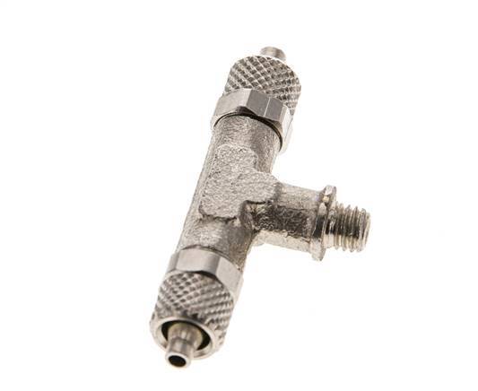 5x3 & M5 Nickel plated Brass Tee Push-on Fitting with Male Threads [2 Pieces]