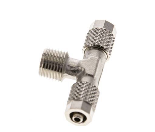 5x3 & R1/8'' Nickel plated Brass Tee Push-on Fitting with Male Threads [2 Pieces]