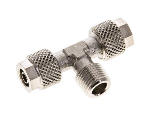 6x4 & R1/8'' Nickel plated Brass Tee Push-on Fitting with Male Threads [2 Pieces]