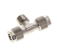 6x4 & R1/8'' Nickel plated Brass Tee Push-on Fitting with Male Threads [2 Pieces]