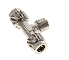 6x4 & R1/8'' Nickel plated Brass Tee Push-on Fitting with Male Threads [2 Pieces]