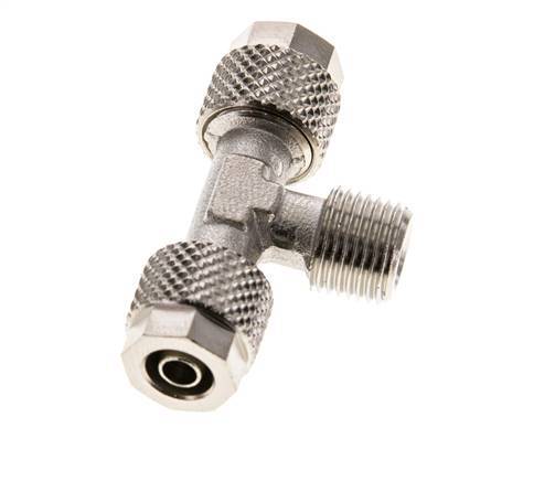 6x4 & R1/8'' Nickel plated Brass Tee Push-on Fitting with Male Threads [2 Pieces]