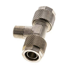 10x8 & R1/8'' Nickel plated Brass Tee Push-on Fitting with Male Threads [2 Pieces]