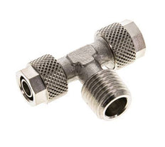 8x6 & R1/4'' Nickel plated Brass Tee Push-on Fitting with Male Threads [2 Pieces]