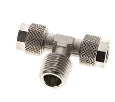 8x6 & R1/4'' Nickel plated Brass Tee Push-on Fitting with Male Threads [2 Pieces]